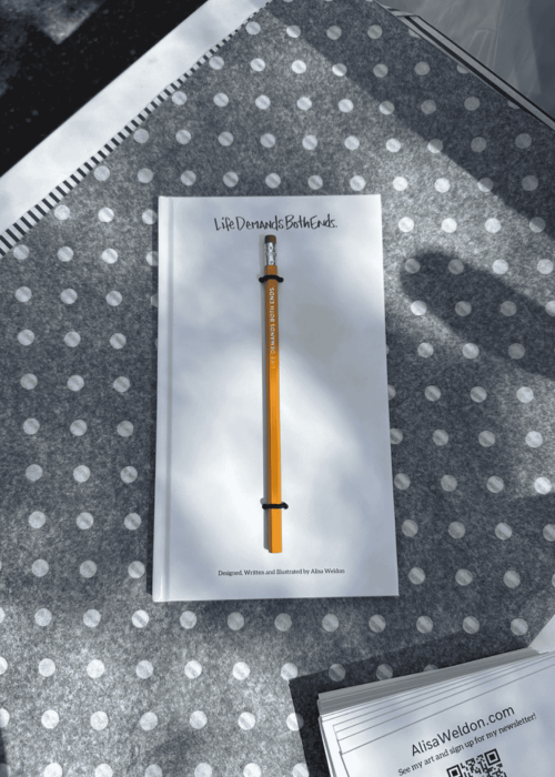 Life demands on both ends concept illustrated with a pencil and note card.